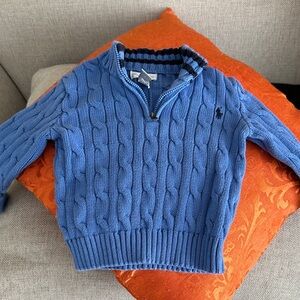 Kids Blue Cable Knit Ralph Lauren Polo Sweater